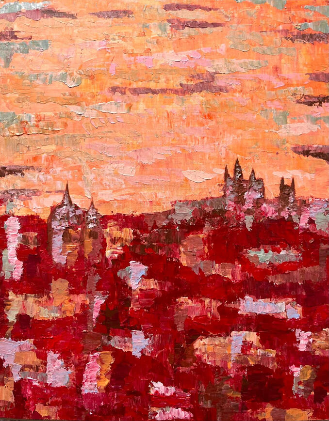 Burning Skyline 20x30cm (240EUR)